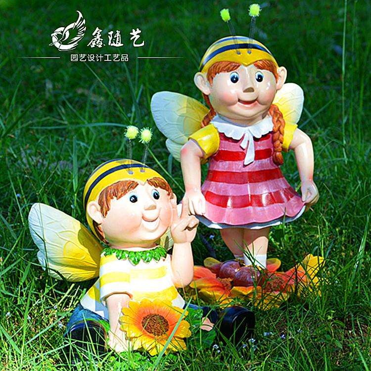 跨境货源卡通蜜蜂摆件树脂工艺品花园庭院装饰品幼儿园场景小品