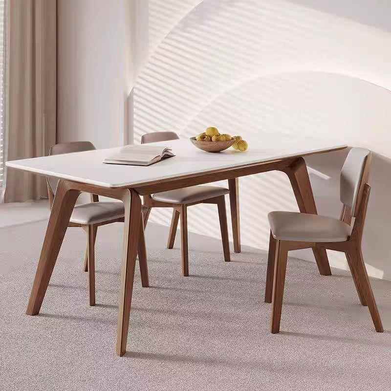 CSP1德利丰岩板餐桌现代简约白蜡饭桌家用小户型北欧胡桃实木