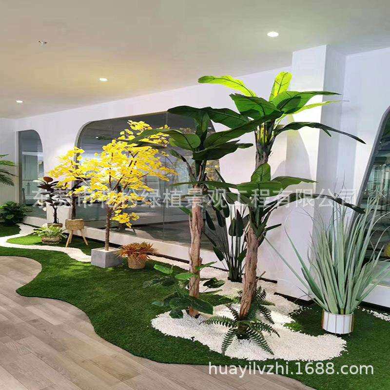 大型仿真绿植落地室内橱窗植物角设计造景装饰工厂直销