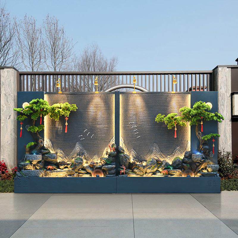 水幕墙屏风花园造景户外公司酒店别墅庭院假山鱼池喷泉流水大摆件