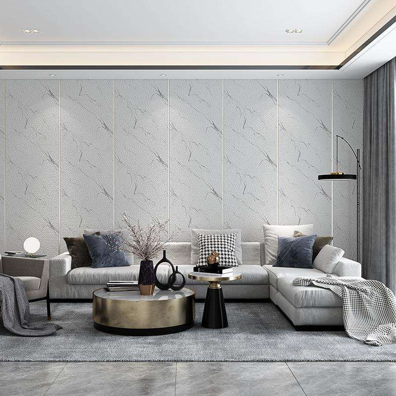 现代简约大理石纹鹿皮绒背景墙纸卧室wallpaper条纹客厅壁纸