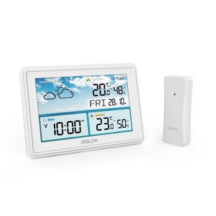 英文版家用彩色无线气象站 温湿度计 天气预报 闹钟 万年历