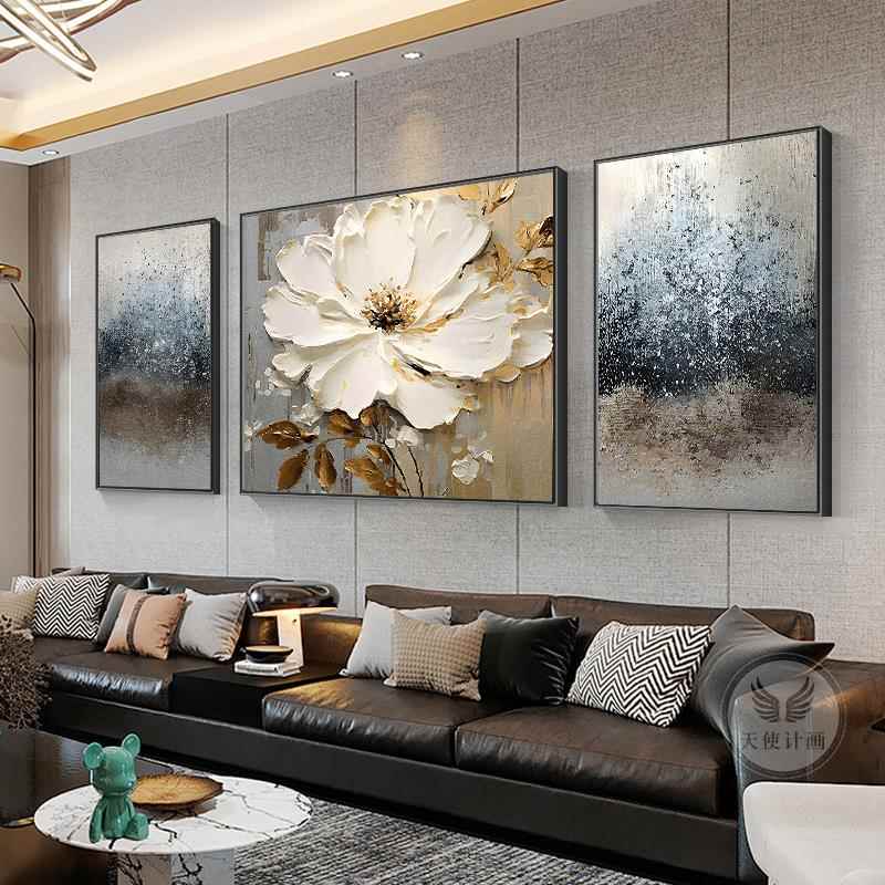 F大芬村油画客厅装饰画轻奢高级挂画现代简约沙发背景墙挂画壁画