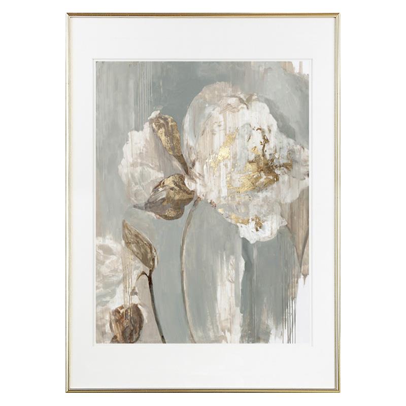 简约美法式轻奢装饰画金色郁金香挂画欧式客厅玄关卧室样板房壁画