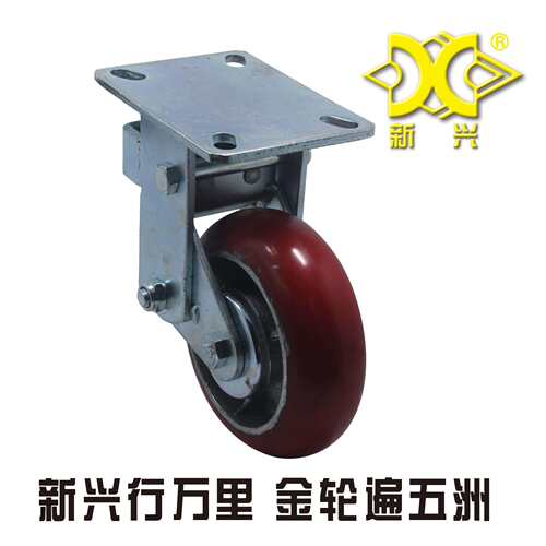 新兴脚轮 重型6寸双弹簧韩式铸铁PU减震脚轮定向轮 防震轮