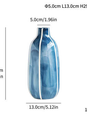 手绘插花简约陶瓷蓝色花艺花瓶创意高档现代摆件大家居