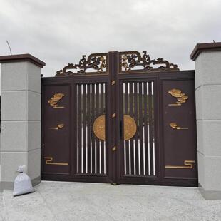 铝艺大门乡村庭院双门别墅电动入户门欧式铝合金农村自建房院门