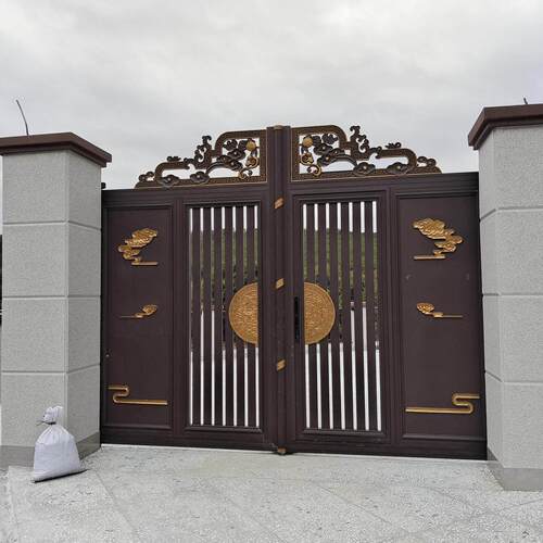 铝艺大门乡村庭院双门别墅电动入户门欧式铝合金农村自建房院门