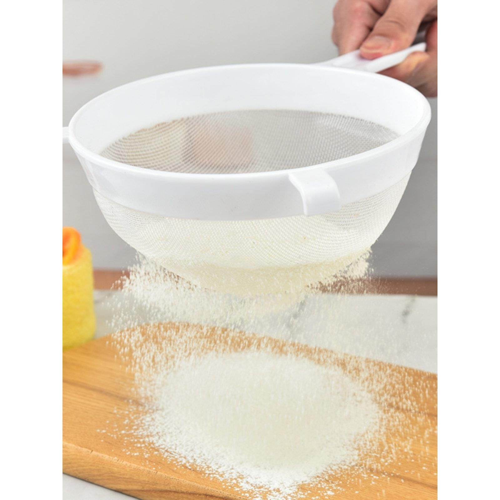 面粉筛手摇面粉筛食品级塑料过滤网筛漏勺辅食果汁过滤器豆浆烘焙