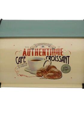 H-W Vintage Bread Box Storage Bin Rollup Top Light Blue