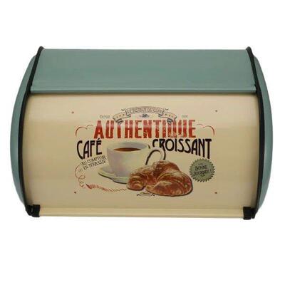 H-W Vintage Bread Box Storage Bin Rollup Top Light Blue