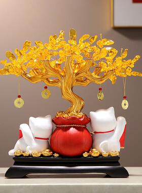 财厅源广WUU进发财树招财猫摆件店收银台装饰客办公礼室铺乔迁开