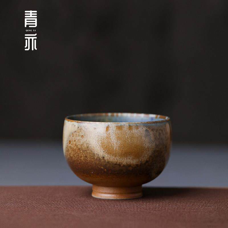 青亦丨景德镇手工柴烧彷古窑变品茗杯罗汉主人杯普洱茶杯开片可养