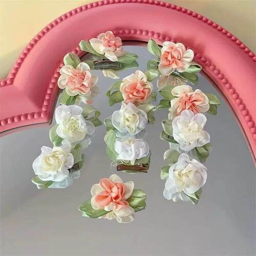 5 Pcs/Lot Sweet Summer White Pink Flower Hair Clip Hairpin S