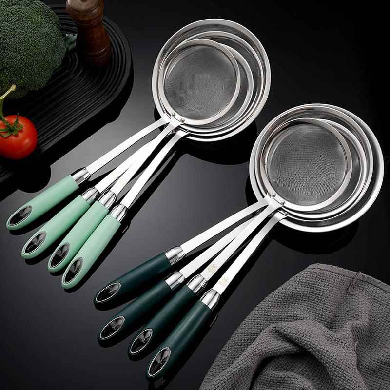 304不锈钢网漏厨房加深油炸豆浆过滤网面粉筛长柄面捞火锅勺油格