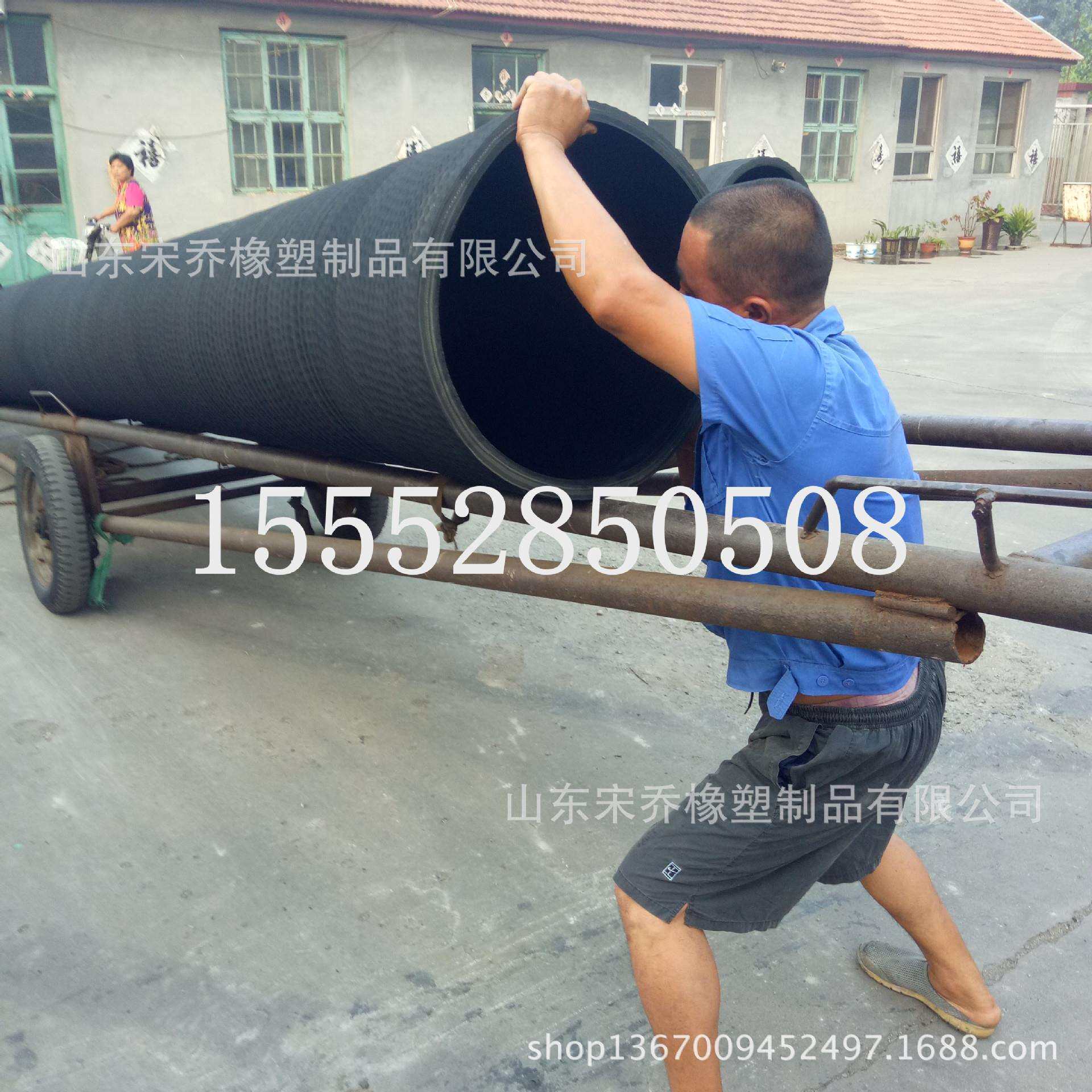 黑色钢丝输水橡胶管400mm钢丝胶管16寸大口径压钢丝胶管