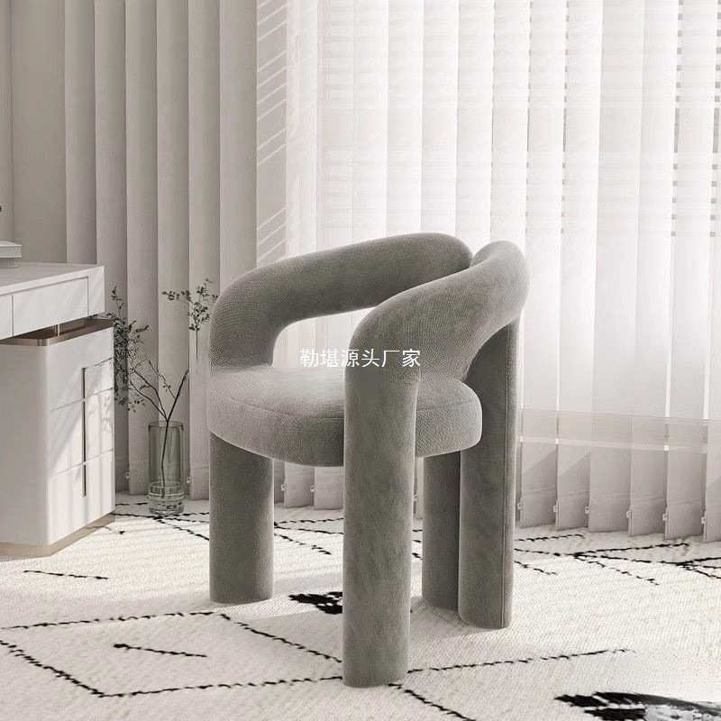 简约奶油风化妆椅家用梳妆凳美甲店椅子简约感卧室单人休闲餐椅