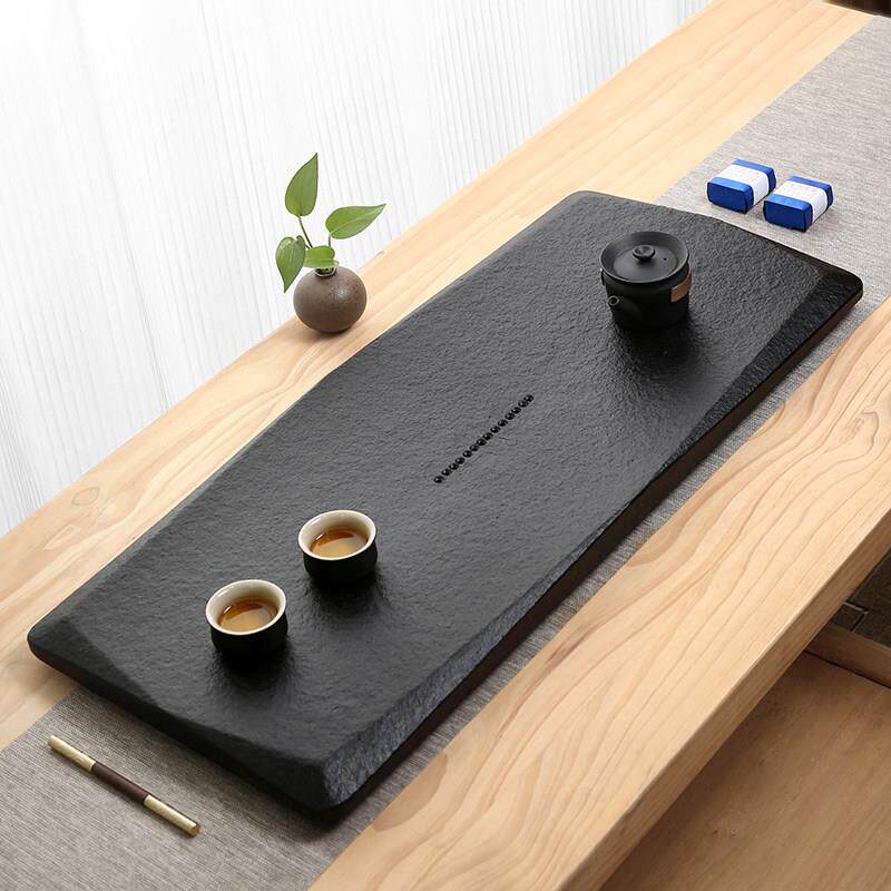 天然乌金石茶盘家用原石托盘轻奢现代高级感茶海办公室用泡茶台