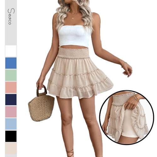 Lepunuo Women'S Floral Skorts, Flowy Tiered Ruffle, Fashion