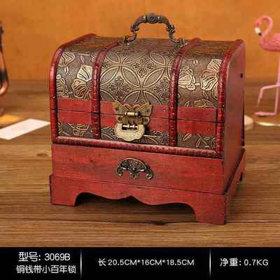 正品带锁古梳妆盒木质创意首约饰盒收木盒子简纳复古中仿国风结婚