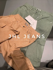 JHL JEANS新增色 糖果色牛仔棉布工装七分裤 时髦标杆 男女