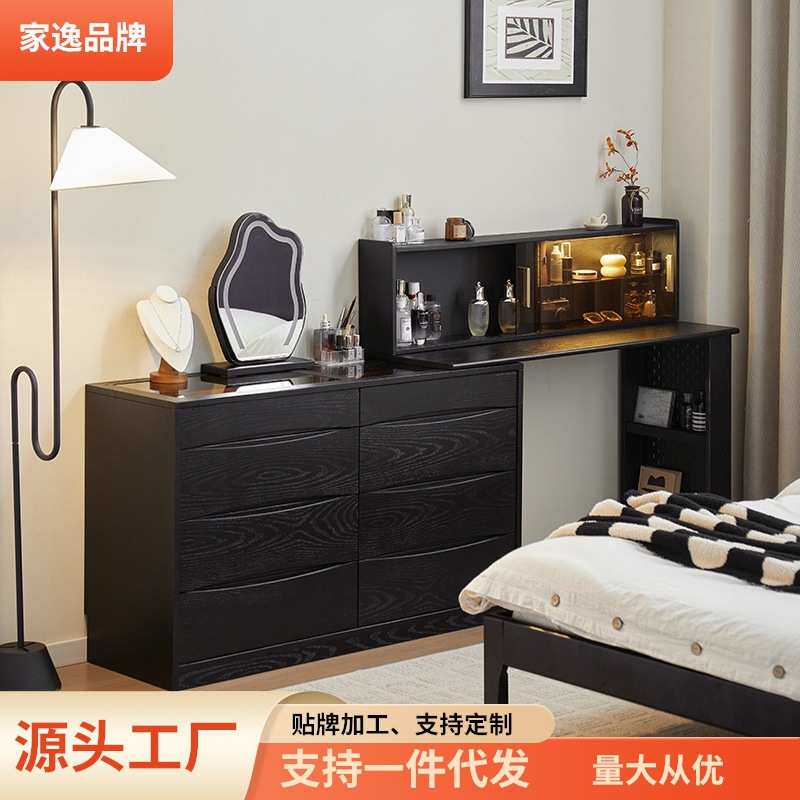 现代半包围转角收纳家尾卧室斗梳妆台一体化妆台逸简约床书桌柜柜