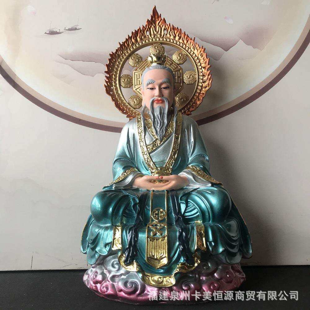 树脂12寸三清道祖神像家用客厅招财三清祖师爷像体桌面摆件
