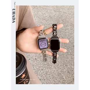 6se表帶蝴蝶骨鏈鑲鉆304精鋼表帶20 22mm接口 適用蘋果iwatch8