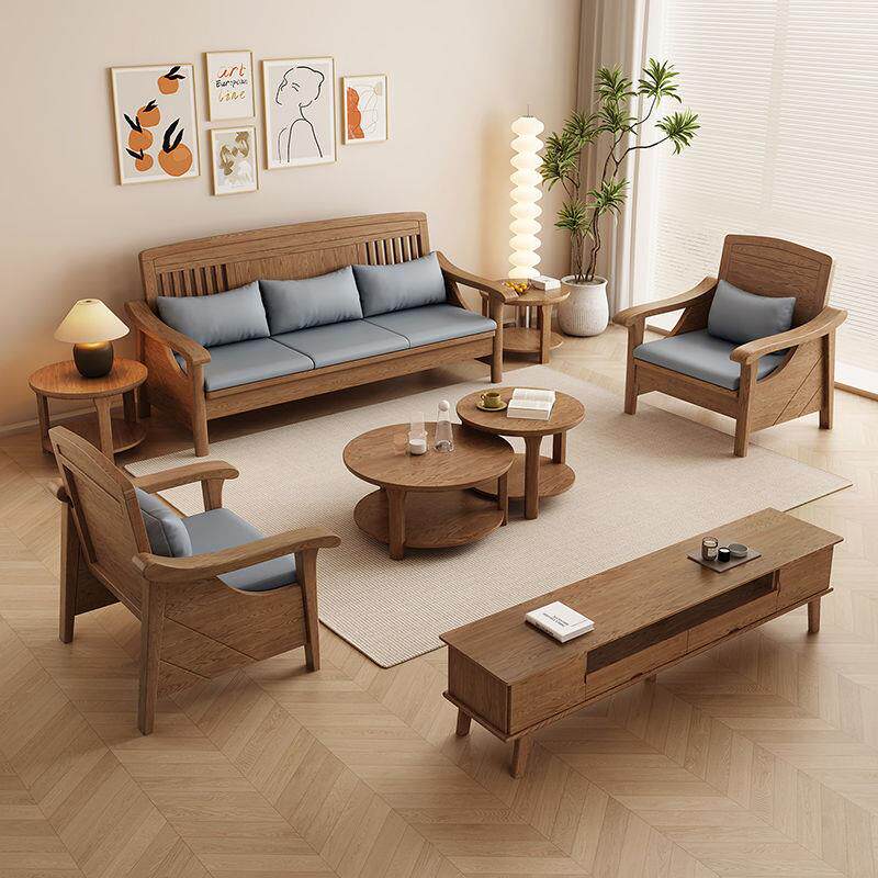 原木色白蜡木沙发全实木沙发组合现代简约客厅小户型家用木质家具