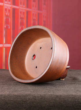 CS10张治诚精品半手工紫砂复古腰圆简约盆景透气吸水养花利器