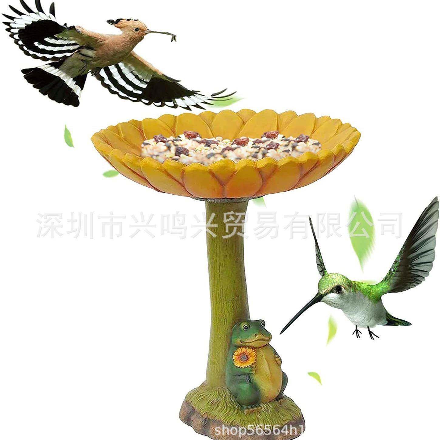 现货花园装饰树指工艺品狐狸刺猬兔子园艺蜂鸟喝水喂鸟器树脂摆件