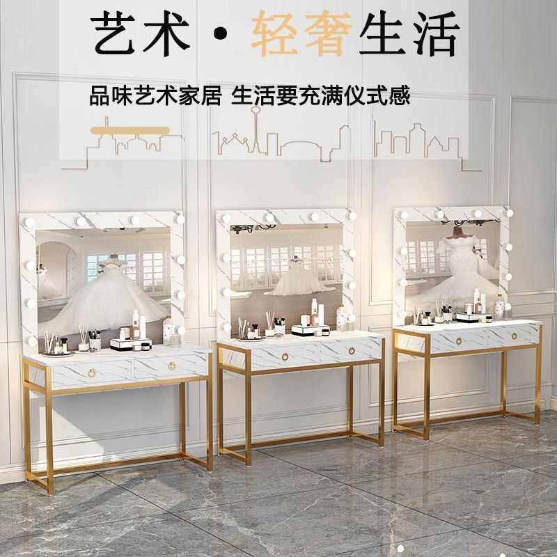 专业影楼化妆台带灯彩妆婚纱店学校化妆师专用化妆桌美容院梳妆台