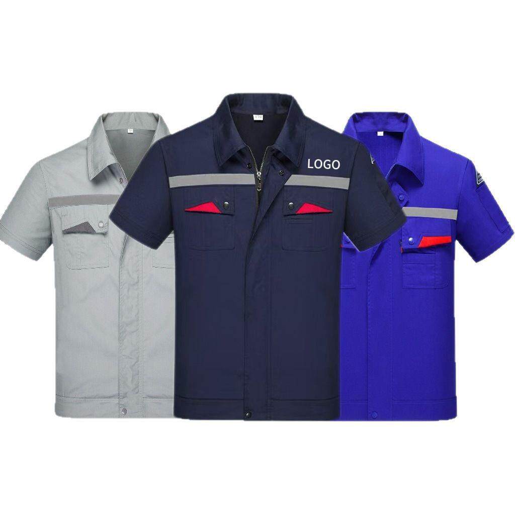 夏季防静电工作服短袖套装男女电力维修电子厂耐磨耐脏劳保服