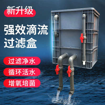 小型鱼缸室外鱼池周转箱过滤箱过滤器上置滴流盒过滤循环增氧系统