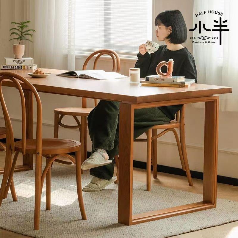白条蜡木莫用比恩家餐桌日式全简实木饭桌约北QMN美红橡木长新款