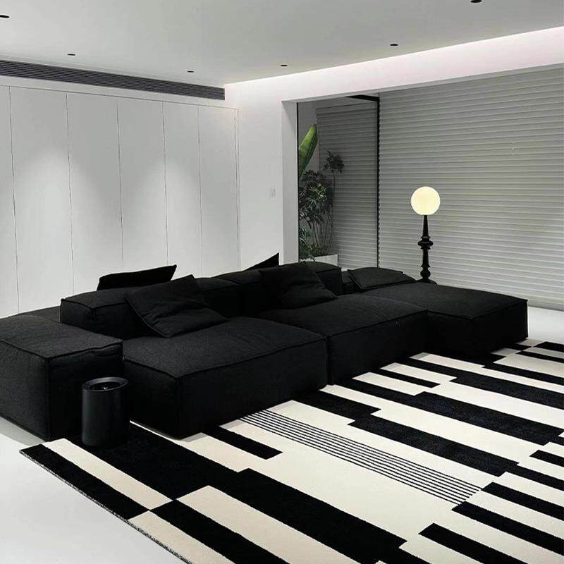 意式棉麻布艺客厅大户型极简双面豆腐块沙发2026新款黑色自由组合