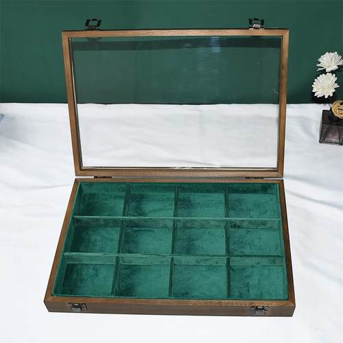 正品胡桃色尘防首饰收纳耳钉盒耳环戒指镯托盘手链手包装盒项链展