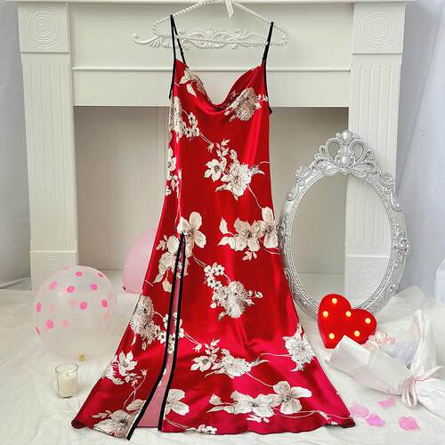 Pajamas for women, summer women, ice silk nightgown,