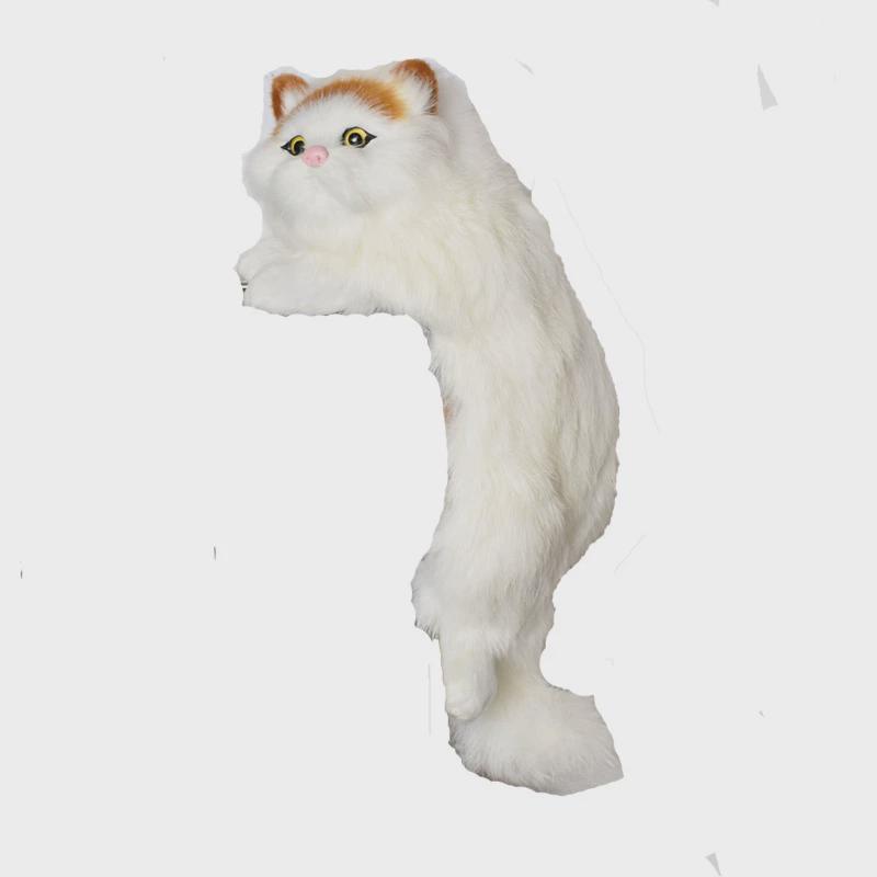 真皮仿真猫咪动物模型摆件创意家居装饰电视挂猫毛绒玩具工艺品