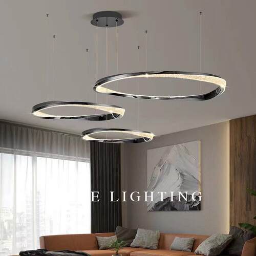 意式极简轻奢客厅吊灯主灯后现代简约水晶环形led家用餐厅卧室灯