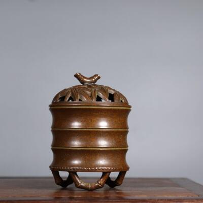 苏EDO薰工铜竹节香炉桌面用家室沉内檀香炉线香炉盘香炉创意香炉