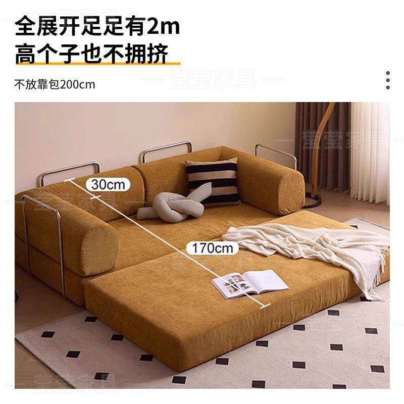 布艺沙发简约客厅小户型出租屋单双人无框沙发组装折叠两用沙发床