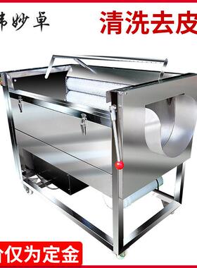 志伟ZW-909中型土豆去皮机马铃薯清洗机，芋头萝卜毛刷清洗机