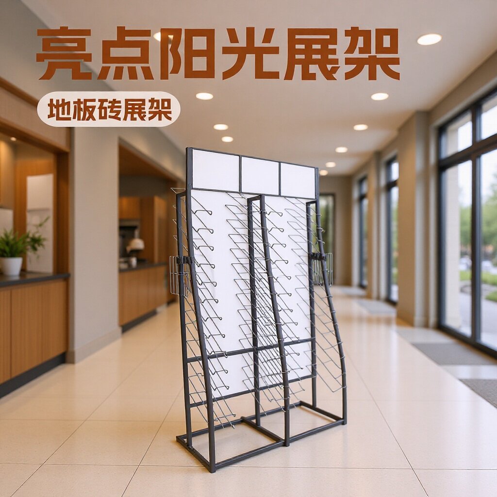 加工金属展架钢木结合木质展架根据要求量身制作地板砖展架厂家