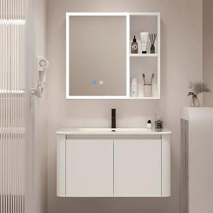 圆角2025新款太空铝浴室柜组合陶瓷一体盆洗漱台防水洗手盆