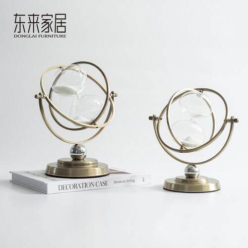 北欧创意地球仪沙漏摆件计时器15分钟30现代轻奢办公室桌面装饰品