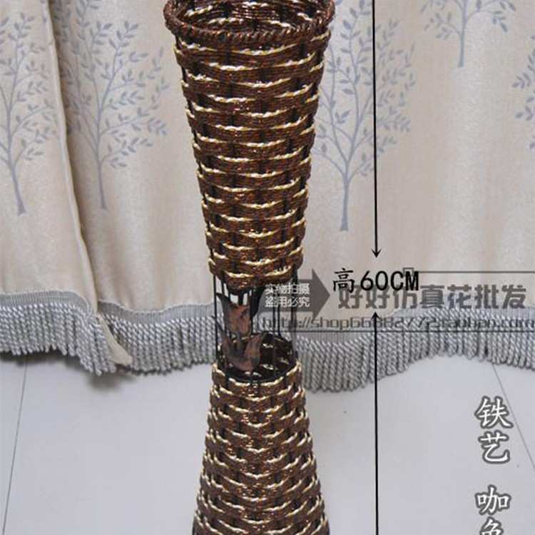 60CM木桶 铁艺花器花槽花桶花瓶复古欧式插花桶家居装饰摆放花架