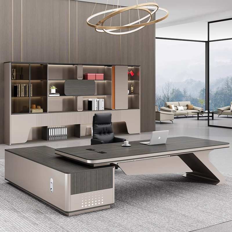 办公桌桌组合奢办公室老板董事长桌台大班现代轻简约桌椅总裁经理