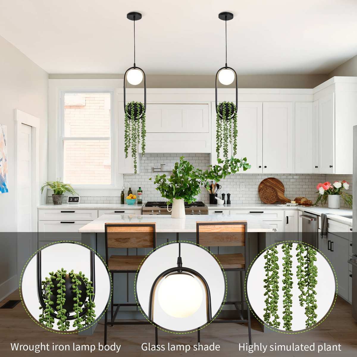 仿真曼陀罗尤加利绿植悬挂盆栽组合家居装饰室内人造绿植吊灯