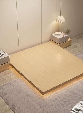 日式ins风极简榻榻米床现代简约床架无床头床卧室床地台床悬浮床